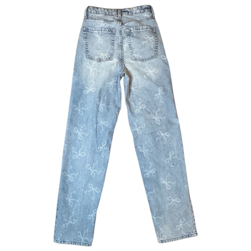 Bow Print Wild Fable High Rise Jeans size 0 Coquette Y2K Straight Leg Denim - Picture 2 of 4